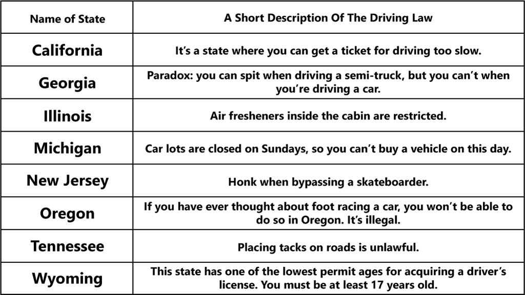 weird driving laws